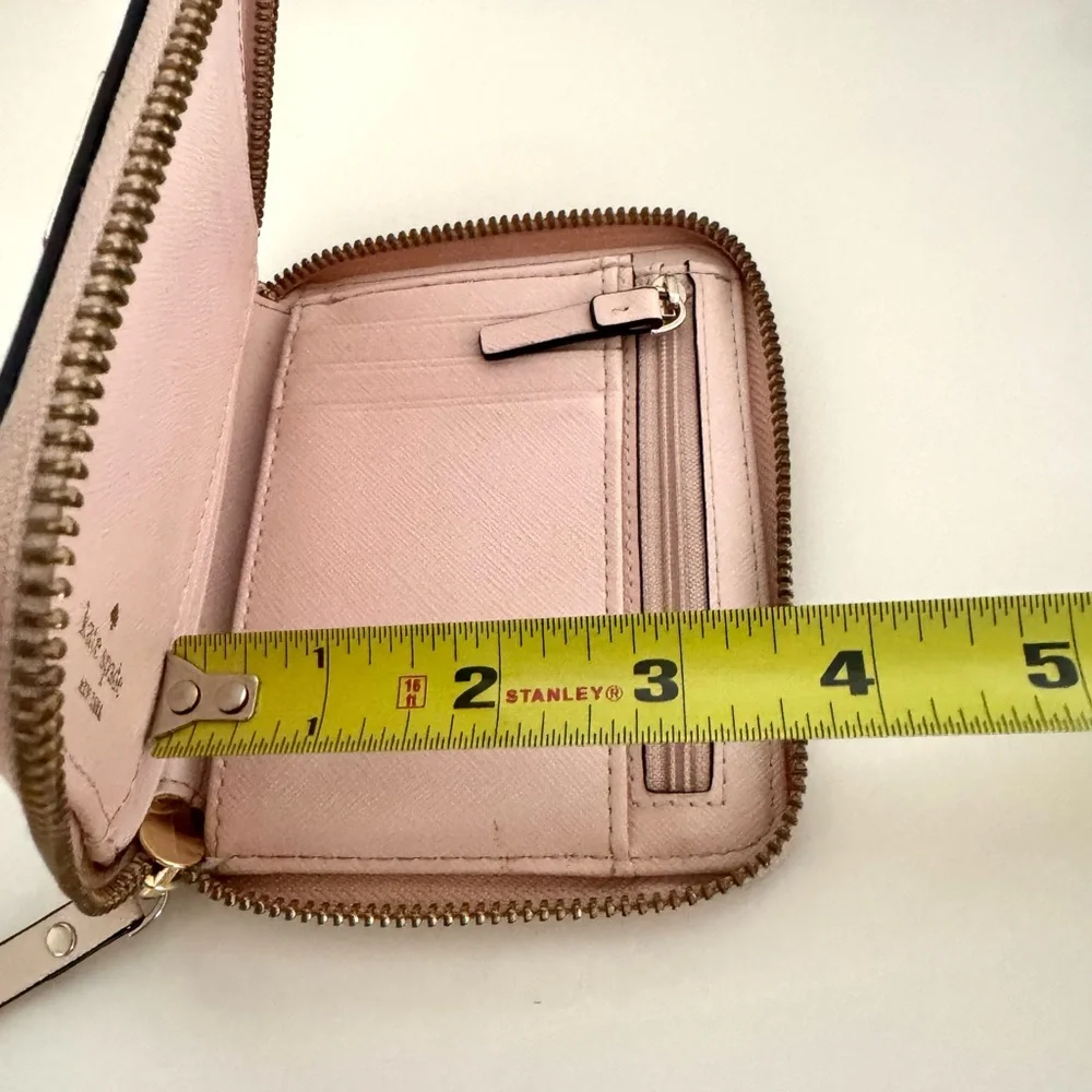 Kate Spade New York Zip-Around Saffiano Leather Wallet Light Pink Bifold